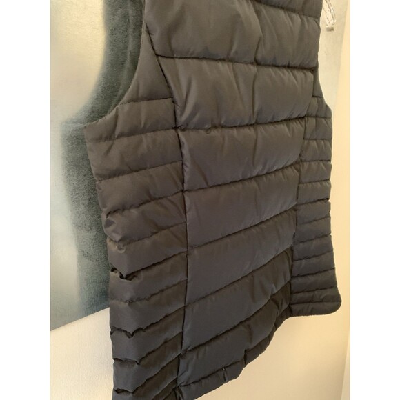 Lands' End Quilted Mock Neck Puffer Vest Black Goose Down Snap Pockets Small 6-8 - Picture 13 of 16